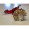 SCULTURA VETRO SOMMERSO MURANO ROSSO PAGLIUZZE ORO FAGIANO PHAESANT GALLO PAVONE