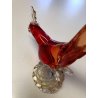 SCULTURA VETRO SOMMERSO MURANO ROSSO PAGLIUZZE ORO FAGIANO PHAESANT GALLO PAVONE