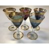 SET 5  BICCHIERI VINTAGE COPPE cocktail glass MULTICOLOR FUME' Dream DECORO ORO 