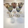 SET 5  BICCHIERI VINTAGE COPPE cocktail glass MULTICOLOR FUME' Dream DECORO ORO 
