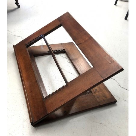 ANTICO GRANDE LEGGIO PIEGHEVOLE TAVOLO REGGILIBRO LEGNO TINTO NOCE 7 POSIZIONI