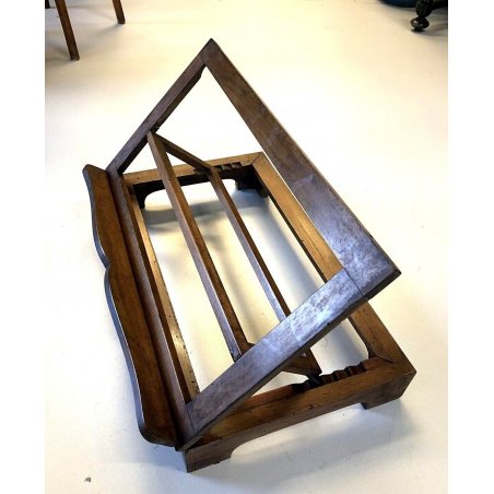 ANTICO LEGGIO PIEGHEVOLE TAVOLO REGGILIBRO LEGNO TINTO NOCE 5 POSIZIONI EPOCA