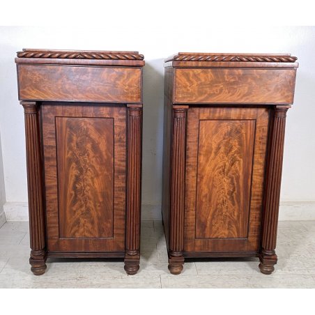 ANTICA COPPIA MOBILE UFFICIO CREDENZE FINE1800 LEGNO MOGANO STILE INGLESE ANTA 