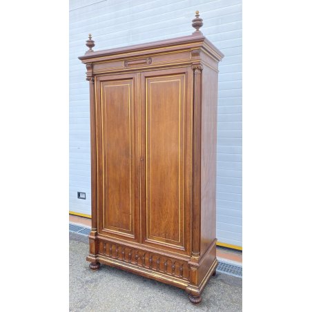 ANTICO ARMADIO FINE 1800 FOGLIA ORO LEGNO NOCE 2 ANTE DISPENSA CASSETTO INGLESE 