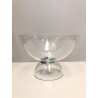  COPPA VETRO SOFFIATO MURANO FOOTED BOWL GLASS CUP VERDE BLU FIRMATA ø 30 cm 