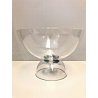  COPPA VETRO SOFFIATO MURANO FOOTED BOWL GLASS CUP VERDE BLU FIRMATA ø 30 cm 