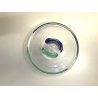  COPPA VETRO SOFFIATO MURANO FOOTED BOWL GLASS CUP VERDE BLU FIRMATA ø 30 cm 