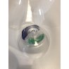  COPPA VETRO SOFFIATO MURANO FOOTED BOWL GLASS CUP VERDE BLU FIRMATA ø 30 cm 
