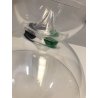  COPPA VETRO SOFFIATO MURANO FOOTED BOWL GLASS CUP VERDE BLU FIRMATA ø 30 cm 