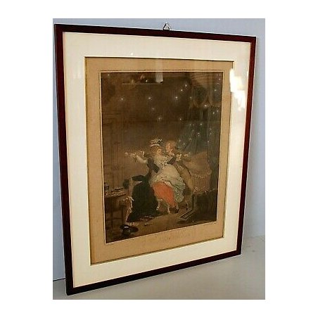 QUADRO ANTICA INCISIONE GRAVURE Debocourt LA ROSE MAL DEFENDUE