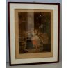 QUADRO ANTICA INCISIONE GRAVURE Debocourt LA ROSE MAL DEFENDUE