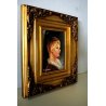 QUADRO OLIO TELA Di Gennaro RITRATTO GIOVANE DONNA CORNICE SCOLPITA DORATA '900