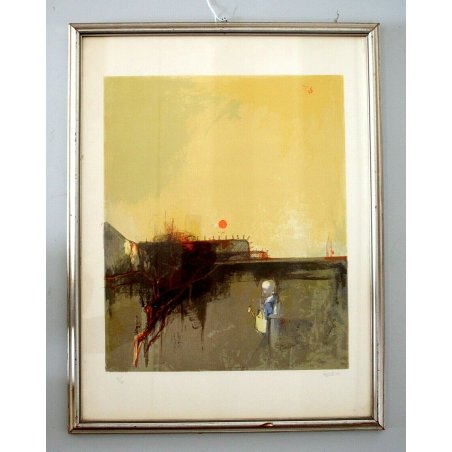 QUADRO STAMPA MULTIPLO COLORE NUMERATA 42/75 "Cappelli 71" MURO RAMPICANTE SOLE 