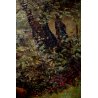 GRANDE QUADRO OLIO TELA BOSCO con CERBIATTI RUSCELLO SOTTOBOSCO CREPUSCOLO '900
