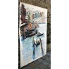 LITOGRAFIA Gino Trame VEDUTA VENEZIA PONTE di RIALTO GONDOLE LAGUNA FOLLA '900