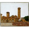 QUADRO DIPINTO TECNICA MISTA su JUTA Ernesto Ricotti MILANO SANT AMBROGIO 1989 