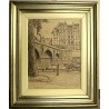 ANTICO QUADRO DISEGNO SCHIZZO PARIGI SENNA PONT MARIE 4 Boulage 1934 FIGURE  