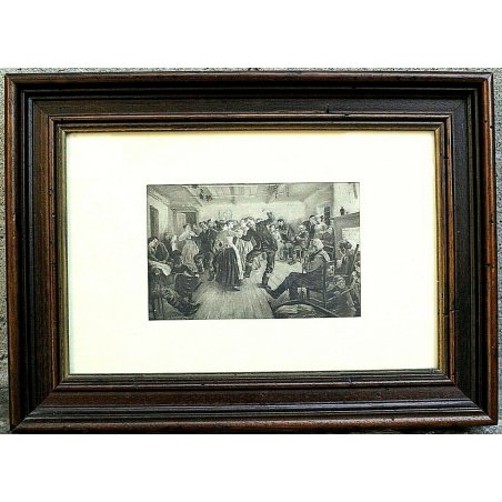 QUADRO ANTICA STAMPA MULTIPLO ACQUAFORTE  F.S. Coburn CORNICE LIBRO META '800