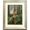 ANTICO QUADRO OLIO TAVOLA G. Prelli PAESAGGIO ORTA S. GIULIO CIPRESSI PARCO 1975