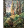 ANTICO QUADRO OLIO TAVOLA G. Prelli PAESAGGIO ORTA S. GIULIO CIPRESSI PARCO 1975