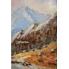 QUADRO DIPINTO OLIO TELA Alda Morella Ragni PAESAGGIO MONTANO LAGO NEVE 1989 
