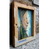 ANTICO QUADRO OLIO TAVOLA C. Pogliaghi PAESAGGIO RURALE RUSCELLO DIPINTO RETRO 