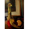 ANTICO QUADRO DIPINTO OLIO TELA Parigi Bruschi "Il papero" NATURA MORTA 1970