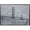 ANTICO DIPINTO CHINA Golden Gate Bridge EPOCA 1900 DISEGNO PONTE San Francisco