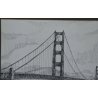 ANTICO DIPINTO CHINA Golden Gate Bridge EPOCA 1900 DISEGNO PONTE San Francisco