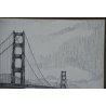 ANTICO DIPINTO CHINA Golden Gate Bridge EPOCA 1900 DISEGNO PONTE San Francisco