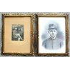 COPPIA QUADRI ANTICA FOTOGRAFIA CORNICE ORO RITRATTO UOMO UNIFORME MILITARE '900