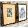 COPPIA QUADRI ANTICA FOTOGRAFIA CORNICE ORO RITRATTO UOMO UNIFORME MILITARE '900