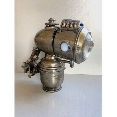 ANTICO FARO BICICLETTA BICI METALLO LENTE CARBURO ACETILENE 1920 LANTERNE CYCLE