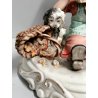 ANTICA SCULTURA PORCELLANA "FRITTATA" Tiziano Galli BAMBINA CANE anni 40/50