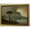 ANTICO QUADRO MARINA GOLFO NAPOLI Antonio Coppola 1800 VESUVIO ACQUERELLO VEDUTA