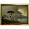 ANTICO QUADRO MARINA GOLFO NAPOLI Antonio Coppola 1800 VESUVIO ACQUERELLO VEDUTA