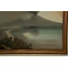 ANTICO QUADRO MARINA GOLFO NAPOLI Antonio Coppola 1800 VESUVIO ACQUERELLO VEDUTA