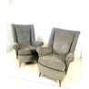 COPPIA POLTRONA VELLUTO GRIGIO DESIGN ATTR. Gio Ponti VINTAGE ARMCHAIR ANNI '50 