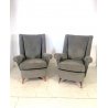 COPPIA POLTRONA VELLUTO GRIGIO DESIGN ATTR. Gio Ponti VINTAGE ARMCHAIR ANNI '50 