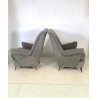 COPPIA POLTRONA VELLUTO GRIGIO DESIGN ATTR. Gio Ponti VINTAGE ARMCHAIR ANNI '50 