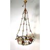 ANTICO LAMPADARIO VINTAGE FERRO BATTUTO FIORI CHANDELIER FLOWER BASKET 4 lumi