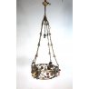 ANTICO LAMPADARIO VINTAGE FERRO BATTUTO FIORI CHANDELIER FLOWER BASKET 4 lumi