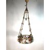 ANTICO LAMPADARIO VINTAGE FERRO BATTUTO FIORI CHANDELIER FLOWER BASKET 4 lumi