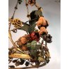 ANTICO LAMPADARIO VINTAGE FERRO BATTUTO FIORI CHANDELIER FLOWER BASKET 4 lumi
