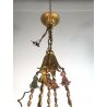 ANTICO LAMPADARIO VINTAGE FERRO BATTUTO FIORI CHANDELIER FLOWER BASKET 4 lumi