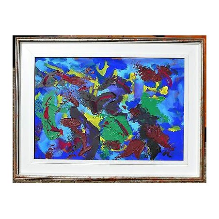 ANTICO QUADRO LUCIANO CREPALDI DIPINTO ASTRATTO MATERICO CARTA EPOCA NOVARA ARTE