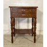 ANTICO TAVOLINO DA LAVORO 2 RIPIANI LEGNO NOCE ABETE 1800 2 CASSETTI ETAGERE OLD
