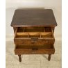 ANTICO TAVOLINO DA LAVORO 2 RIPIANI LEGNO NOCE ABETE 1800 2 CASSETTI ETAGERE OLD