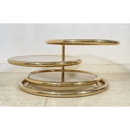 TAVOLINO CAFFE DESIGN MILO BAUGHMAN ANNI 60 METALLO VETRO COFFEE TABLE 3 RIPIANI