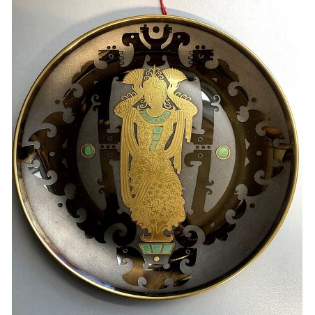 PIATTO OREFICERIA su PORCELLANA Morbelli ACQUAFORTE DECORO ORO 24Kt PLATINO '900